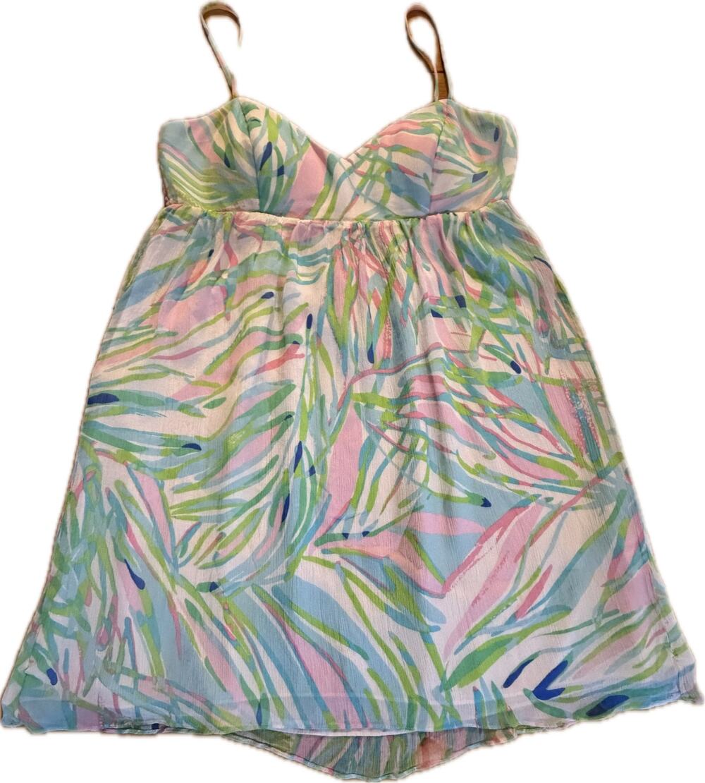 Lilly Pulitzer Dorothy Dress Womens Size 6 Blue Tropical Babydoll Mini